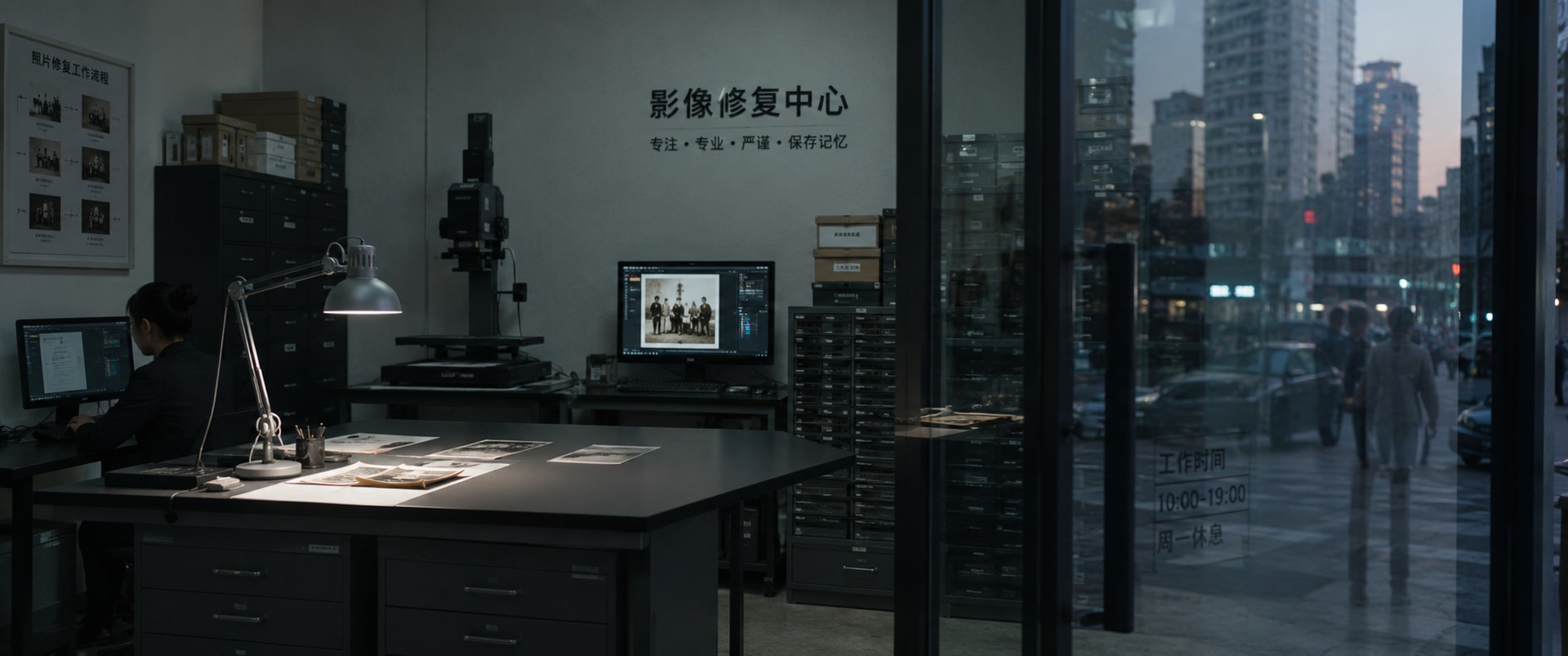 旧照片修复工作室场景设定